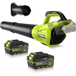 PULITUO Leaf Blower Cordless, 500CFM/ 125MPH Lightweight Cordless Blower with 2X 4.0 Batteries and Fast Charger, Variable Speed Battery Leaf Blowers for Lawn Care, Leaves, Grass, Patio, Yard