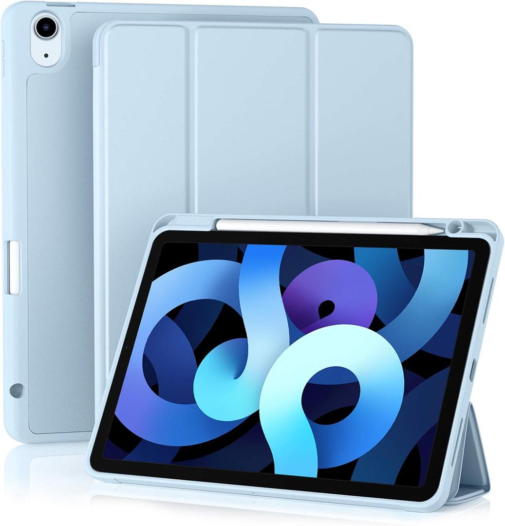Akkerds Compatible with iPad Air 11 Inch Case 7th/6th Generation (M3/M2) 2025/2024, for iPad Air 5th/4th Generation Case 10.9 Inch 2022/2020 with Pencil Holder[Auto Sleep/Wake], Sky Blue