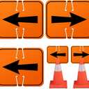 Geetery 3 Pcs Traffic Reversible Arrow Signs 12.6 x 10.4 Inch Orange Detour Signs Cone Top Road Traffic Warning Directional Left Right Arrow for Barricade Outdoor Construction