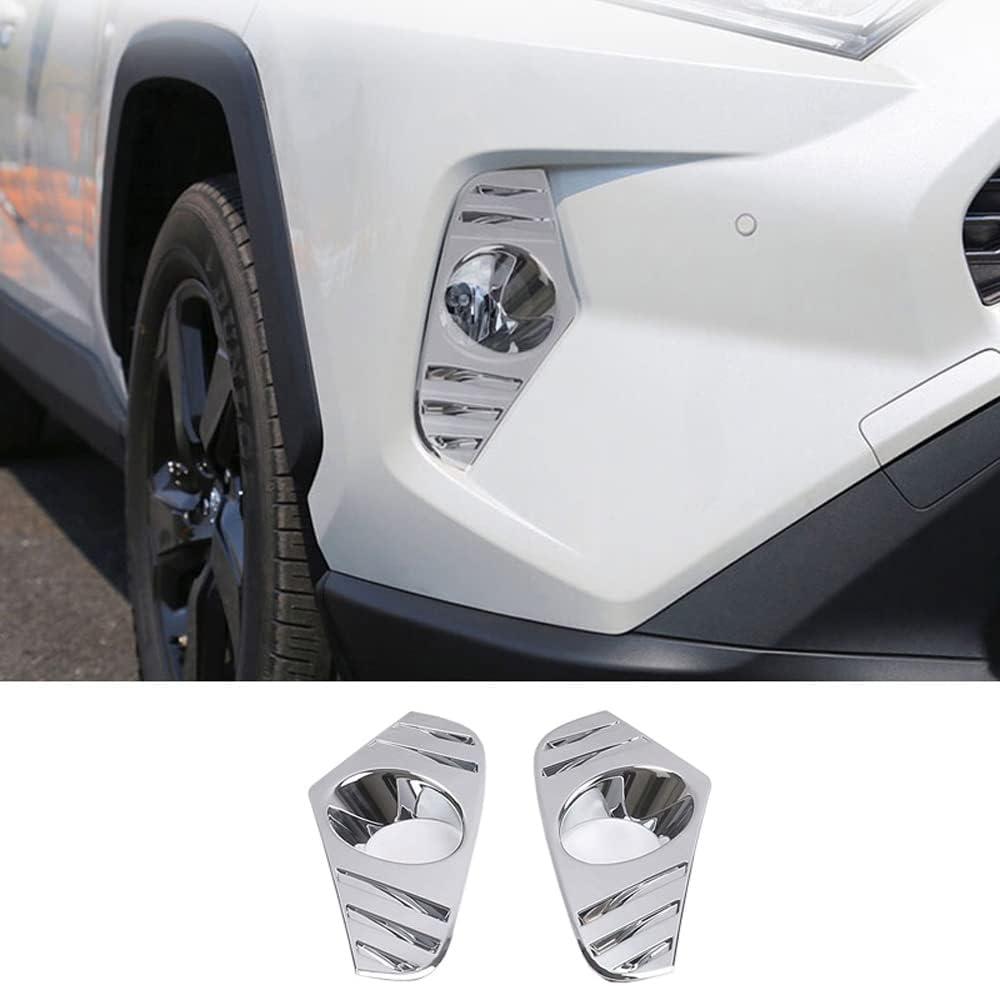 ERIDANUS Auto Accessories Fit for RAV4 2024 2023 2022 2021 2020 2019 Front Fog Light Lamp Cover Trim Decor (Chrome Silver) ABS 2 PCS
