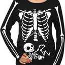 Halloween Women's Pregnant Pregnancy Maternity Costume Funny Breastfeeding Shirt Skull Skeleton Baby M