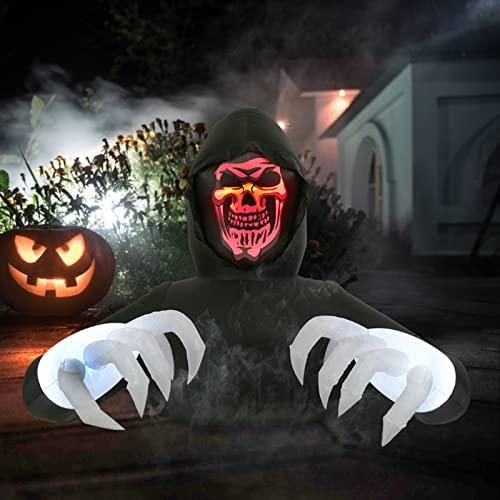 8FT Width Inflatables Grim Reaper Outdoor Halloween Decoration Blow Up for Yard Decorations, Garden, Lawn Black