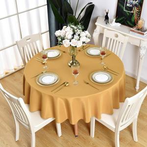 Gold Round Tablecloth Waterproof Stain Resistant Wrinkle Free Table Cloth 210GSM Polyester Washable Wipeable Table Cover for Party, Banquet, Wedding, Indoor and Outdoor use (60 inch, Circle)