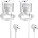 2.5 inch Power Grommet,20W USB-C Charging,1 Outlet with 2 USB C,1 USB Port,Furniture Flush Mount for Desktop,Recessed Power Strip,Workspace Essential Desk Outlet,2PCS (White, 2 PCS-6FT Cord)