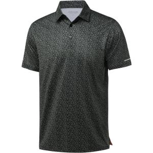 Golf Shirts for Men - Moisture Wicking Short Sleeve Performance Sport Casual Striped Collared Mens Polo Shirt (XX-Large, Blackish Green Leaf)
