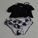 Womens Tankini Swimsuits Ruffled Tank Top Tummy Control Floral Modest Swimwear High Waisted Bikini L Black Tree