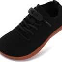 WHITIN Toddler/Little Kid Wide Barefoot Shoes | Slip on Zero Drop Minimalist Sneakers for Boys Girls | Adjustable No-Tie Lacing Design (Black)