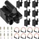 Square Ignition Coils Pack & Iridium Spark Plugs UF271 for Chevy GMC Avalanche Savana Sierra 1500 2500 3500 5.3L 4.8L 6L 1999 2000 2001 2002 2003 2004 2005 2006 5C1083-8 Set w/Wires