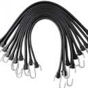 HOXWELL 15" Rubber Bungee Cords with Hooks, Heavy Duty EPDM Bungee Cord with 150% Max Stretch, Heavy Duty Bungee Straps for Securing Tarps, Canvases, Cargo, Motorcycle, Weatherproof, Pack of 10