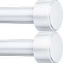 2 Pack Curtain Rods for Windows 32-60 Inch, 1 Inch Adjustable White Curtain Rod Set with Brackets, Easy Install
