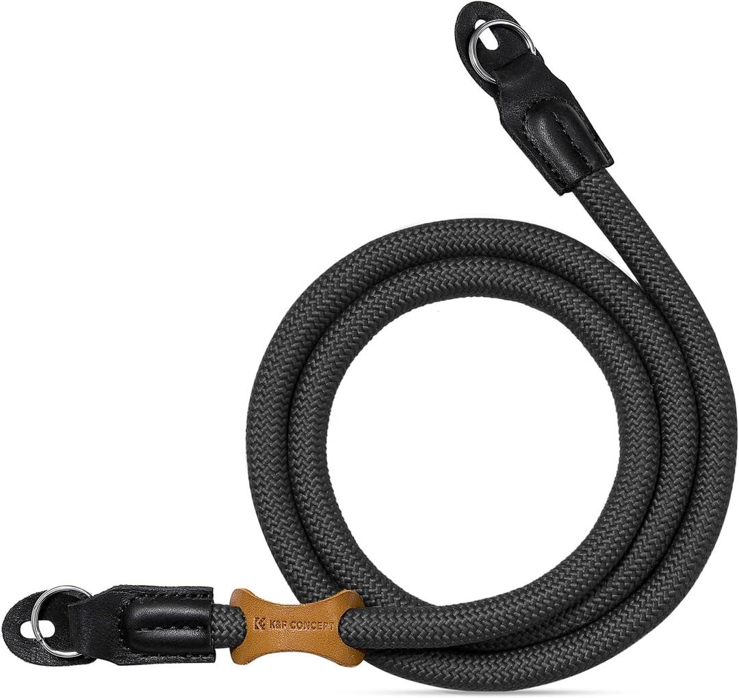 K&F CONCEPT Camera Neck Strap,100cm Nylon Rope Camera Shoulder Strap with O-ring for DSLR Camera- Black