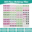 American Mahjong Tile Set(4 Layer), 1.2'' Mahjong Tile Set with Carrying Bag, 160 Green Travel Mahjong Set, 4 All-in-One Rack/Pushers & Accessories, Birthday Gifts for Women Mahjong Enthusiasts, 1.2 inches x 0.9 inches x 0.5 inches