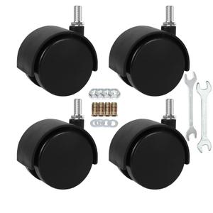 2" Stem Casters Replacement Casters Threaded Swivel Furniture Caster Wheels with Brakes 100Lbs (5/16-18-Black-No Brake)