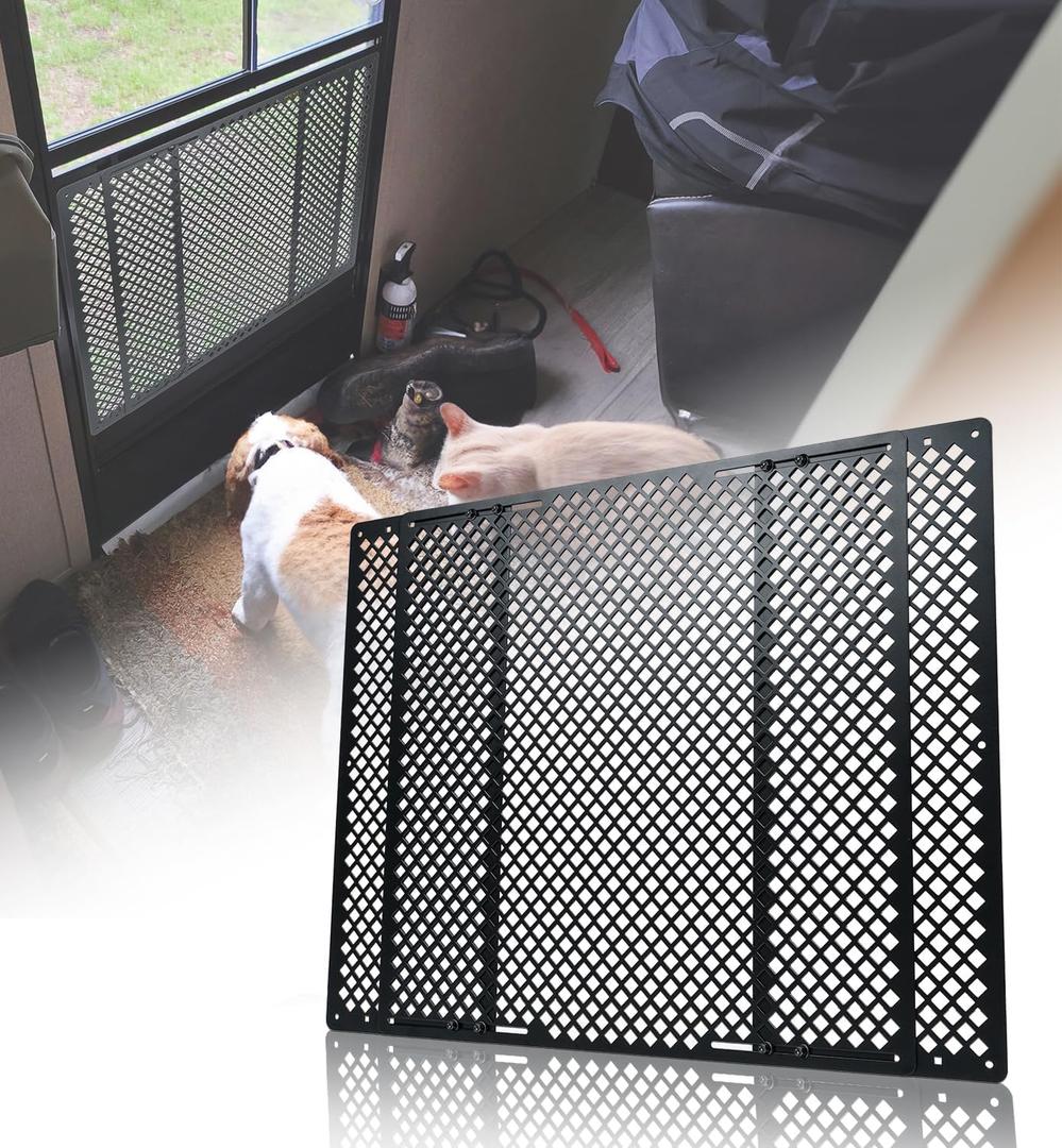 RV Screen Door Protector for Dogs, Adjustable RV Screen Door Pet Protector Guard, Black(Patented Design)
