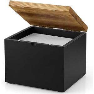 CMLKLZD Disposable Face Towel Holder, Wooden Box Compatible with Clean Towels XL(NOT Included), Black Container for Cleansing Facial Dry Wipes, Face Towelettes Bathroom Counter Storage