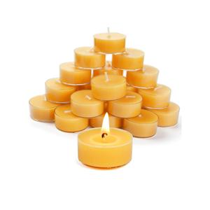Natural Beeswax Tea Candles, DEYBBY 20 Pack Pure Unscented Beeswax Candles in Clear Cup, Great for Home Decoration Spa Relaxation Emergency