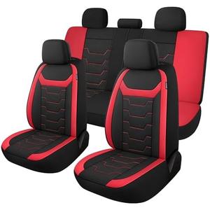CAROMOP Breathable Car Seat Covers Full Seats,3D Air Mesh Cloth Seat Covers for Cars, Split Bench Compatible Car Interior Covers, Universal Fit Most Car Sedan Truck SUV(Black/Red)