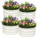 WILLOW WEAVE 4 Pcs Round Raised Garden Bed Outdoor, 2x2x1ft Circle Garden Bed, Galvanized Raised Planter Box for Gardening, Metal Raised Beds for Flower, Vegetable, Herb, White