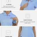 MoFiz Womens Zip up Golf Polo Shirt Short Sleeve Workout Golf Top Moisture Wicking Lightweight Tennis Shirts (Blue, XL)