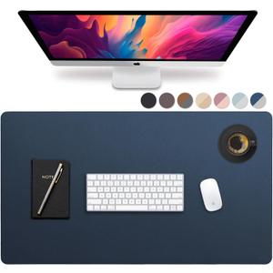 Vine Creations Leather Desk Mat Large 36" x 20", Desk Protector Mat, PU Leather Desk Pad, Large Mouse Pad, Desk Blotter, Desk Pads on Top of Desks, Desk Matt for Desktop, Office Desk Mat (Dark Blue)