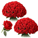 Red Roses, Fake Silk Roses Bouquet for Wedding Centerpiece Table Party Home Kitchen Decor