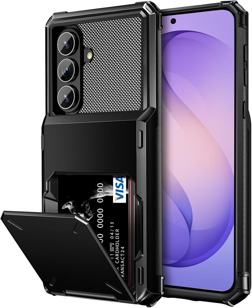 Vofolen for Samsung Galaxy S26 Plus Case Wallet with Card Holder 4-Card Slots Dual Layer Heavy Duty Shockproof Drop Protection Hard PC Soft TPU Hidden Flip Pocket Phone Cover for Women Men, Black
