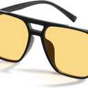 livho Vintage Aviator Blue Light Blocking Glasses, Fashion Oversized Frames for Eye Strain Relief, Unisex Design (Black Briliant Night Vision Lenses)