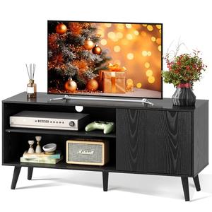 WLIVE TV Stand for 55 Inch TVs, Entertainment Center with Storage Cabinet, Mid-Century TV Stands for Living Room and Bedroom, 50" TV Console, Black WLIVE TV Stand for 55 Inch TVs, Entertainment Center with Storage Cabinet, Mid-Century TV Stands for Living Room and Bedroom, 50" TV Console, Black