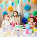 120pcs 9oz Gingham Party Paper Drinking Cups, Purple Disposable Plaid Paper Cups Checkered Cups for Wedding Birthday Decoration Fiesta Baby Shower Picnic