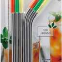 BIOSMART Reusable Stainless Steel Straw Set w/ Silicone Tips & 1 Cleaning Brush AND Crave Silicone Rainbow Whisk 2Ct, 2 Ct