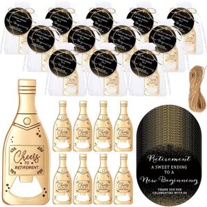 Maxcheck 25 Sets Retirement Party Favors Bottle Opener for Guest Vintage Cheers to Retirement Thank You Cards and Organza Bags Souvenirs Countdown Gifts for Man