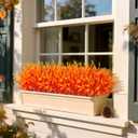 2 x Artificial Fake Plants Flowers for Outdoors Fall Decor, 12 Bundles Fall Leaves Faux Lavender Flowers for Autumn Decoration, Fake Shrubs UV Resistant Planter No Fade for Garden Porch Balcony(Orange)