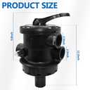 TIROAR SP0714T Top-Mount Multi Port Valve Compatible with Hayward VariFlo,Replacement for Hayward Above-Ground Pro or VL 210 Series Sand Filter1-1/2 Seven Position Control ValveBlack