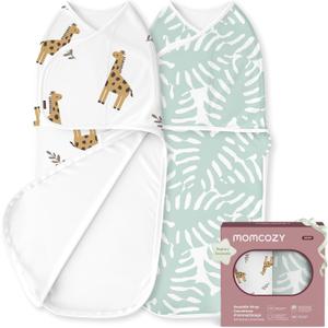 Momcozy Swaddles for Newborns, Quiet Fastener Swaddle Suitable for Infant 0-3 Months, New-Parent-Friendly Sleep Sack, Reduce Startle Reflex, Newborn Boys Girls Registry Essentials, 2-Pack, Bravery