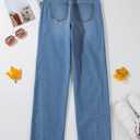 Sidefeel Women's Wide Leg Jeans High Waisted Stretchy Raw Hem Zimbaplatinum Denim Pants, Size 6