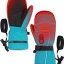 Heated Gloves for Kids, 7.4V Rechargeable Battery Winter Gloves for Boys Girls, Waterproof Windproof Heated Mittens for Kids, Outdoor Skiing Snowboarding Sledding Cold Weather (XX-Small, Blue)