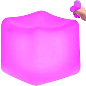 Stress Cube. Fidget Toys for Kids & Adults. Sensory Squeeze Toy- Non-Toxic, BPA-Free & Hypoallergenic - Squishy Cube Anxiety & Stress Reliever for Home, Office & School 2.17in (Purple)