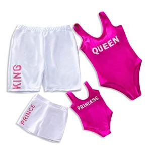 IFFEI Mommy and Me Family Matching Swimsuits Women One Piece Tummy Control Bathing Suit Letter Printed Swimwear Pink Girls: 4-5 Years