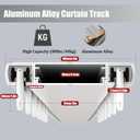 Double Curtain Track Ceiling Mounted Aluminum Curtain Rails Silent Slider Track System for Bedroom Kitchen Room Divider White 1m(3.3ft)