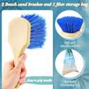 Remerry 2 Pcs Beach Sand Remover Brush with Drawstring Bag, Beach Accessories Scrub Brushes for CleaningSoft Bristle Brush for Summer Vacation Water Sports Volleyball Party (Blue and Green)