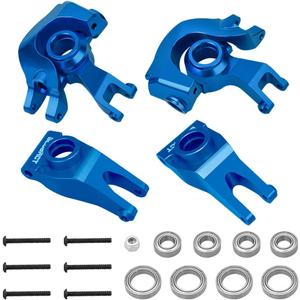 GLOBACT Aluminum Front Steering Block&Caster Block and Rear Hub with Ball Bearings Upgrade Parts for 1/10 Arrma Senton Granite Typhon BigRock Rc Truck Replacement of AR330469 AR330442 AR330467 (Blue) (Blue)