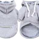 2 x Dog Hoodie for Small Medium Large Dogs,Fleece Hoodie for Dogs with Zipper Pocket,Fall Winter Warm Cat Puppy Sweatshirts(Grey,XL)