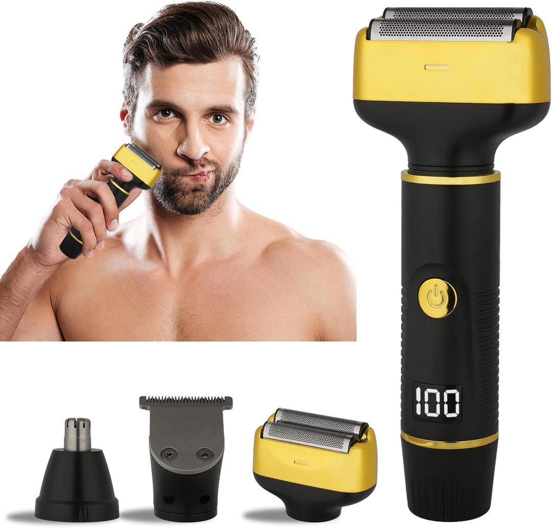 Electric Razor for Men Women,3 in 1 Travel Cordless Rechargeable Painless Foil Shaver with Led Display,Waterproof Wet & Dry Body Razors for Face Nose Ear Hair (Black)