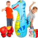 Punching Bag for Kids 47" Inflatable Dinosaur Bop Bag with Thicker Material Instant Bounce Back with Boxing Gloves Karate Kickboxing Taekwondo Kids Gift for Age 3-9 Girls & Boys (Blue)