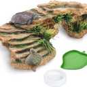 Hamiledyi Turtle Basking Platform Rock Reptile Resting Terrace Resin Bearded Dragons Climbing Ledge Tortoise Ramp Hideout for Tortoise Leopard Gecko Lizards Snake Chameleons