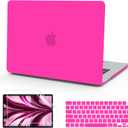 B BELK Compatible with MacBook Air 13.6 inch Case 2025 2024 2023 2022 Release M4 A3240 M3 A3113 M2 A2681 Liquid Retina Display, Plastic Hard Shell Case + Keyboard Cover + Screen Protector, Hot Pink