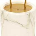 Spiretro Decorative White Marble Door Stop with Brass Handle  7.5" Tall, Weighted 10lb Cylindrical Doorstop with Soft Velvet Bottom for Non-Slip, Elegant and Durable Design for Home and Office Use