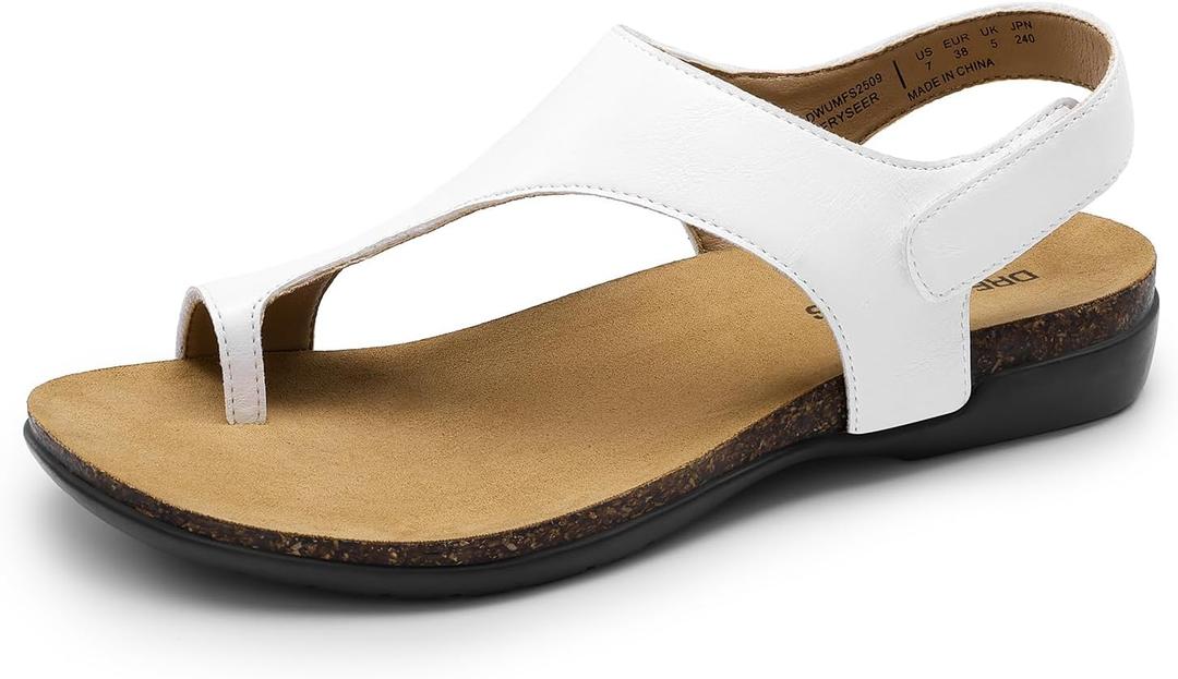 DREAM PAIRS Women's Comfortable Cork Footbed Arch Support Sandals Casual to Dressy Thong Walking Flat Sandals for Summer, 7
