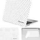 Seorsok Compatible with MacBook Air 13 Inch Case 2022 2021 2020-2018 Release A1932 A2179 M1 A2337 Touch ID,Premium Cream Textured Black Polka Dot Plastic Hard Shell Case with Keyboard Cover,White