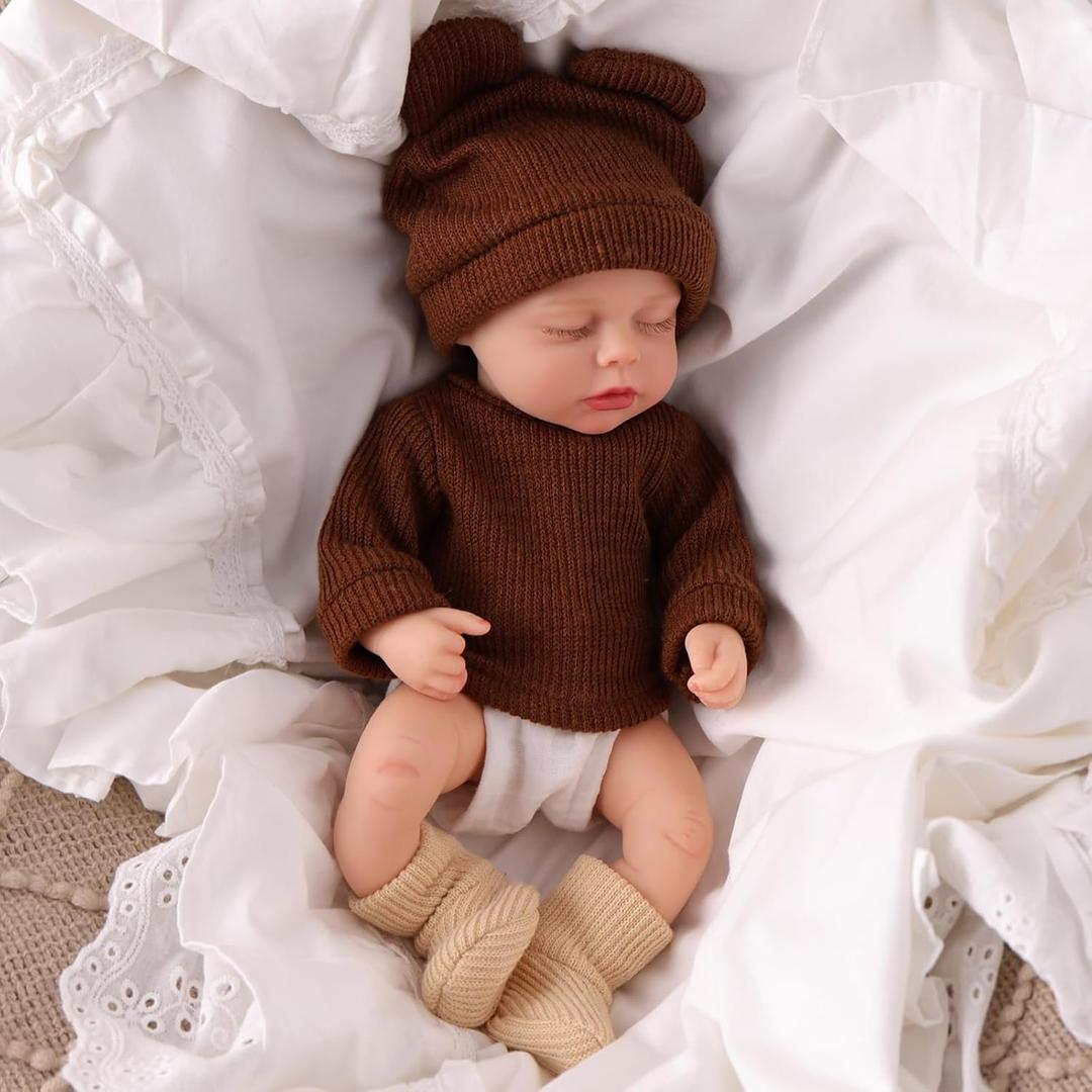 BABESIDE 12 Inch Silicone Baby Doll Weighted 4 Pounds,[NOT Vinyl] Realistic Baby Doll Girl Lifelike Reborn Baby Dolls Silicone Full Body Gift with Accessories for Kids 3+ & Collectors